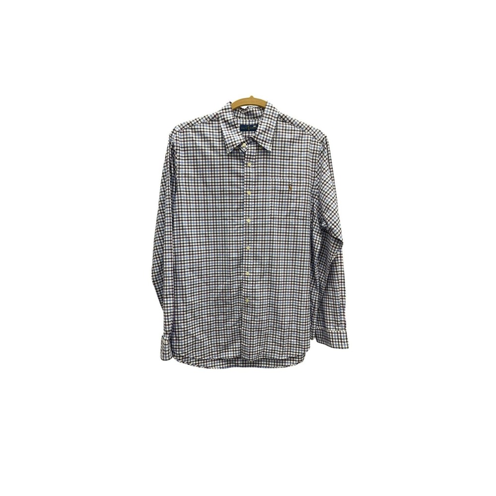 Ralph Lauren Mens Long Sleeve blue white mauve Plaid Button Down Shirt XXL